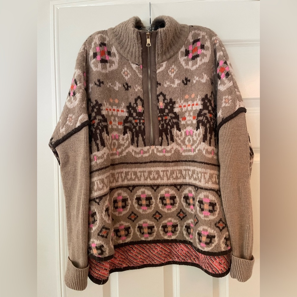 Anthropologie Sleeping on Snow Fairbanks Half Zip Sweater- oversized